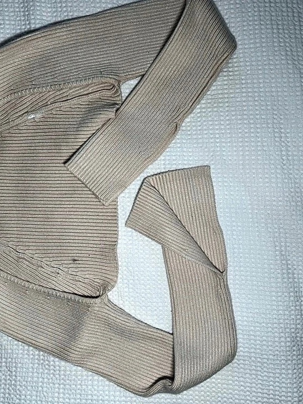 Zara Ribbed Wrap Crop shrug in champagne